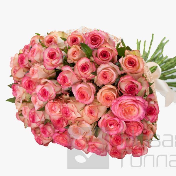 Букет 55 розовых роз 50 см