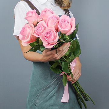 7 розовых роз Премиум Эквадор 50 см