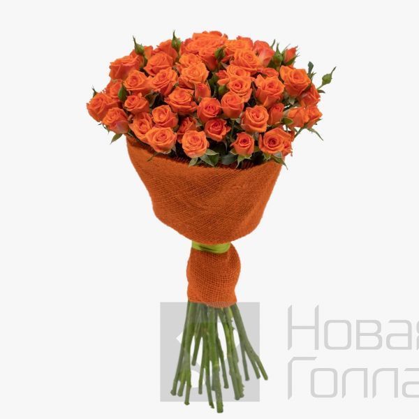 Букет 21 кустовая оранжевая роза