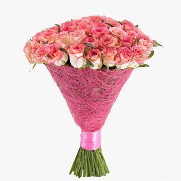 Букет 51 розовая роза 60см Букет 51 розовая роза 60см