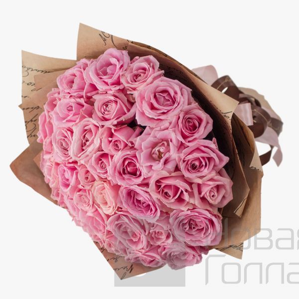 Букет 35 нежно-розовых роз 50 см