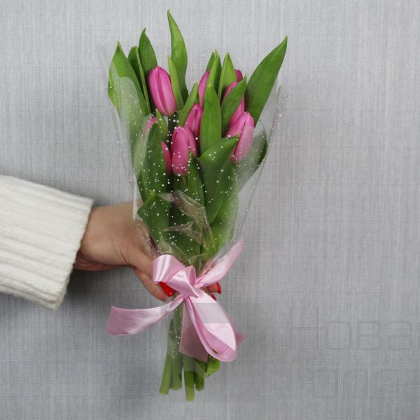 Букет 9 розовых тюльпанов - 9
