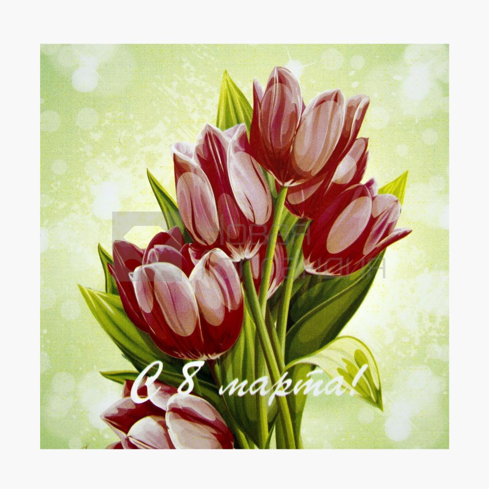 Открытка маленькая 8 марта тюльпаны (большие)
