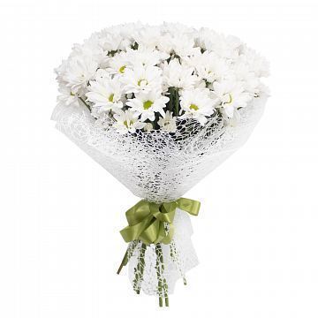 Букет 9 белых ромашковых хризантем