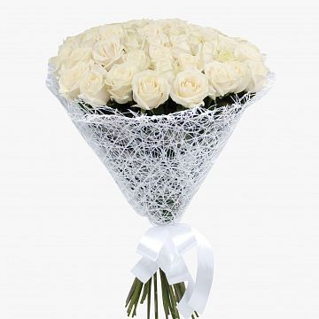 Букет 51 белая роза 70см