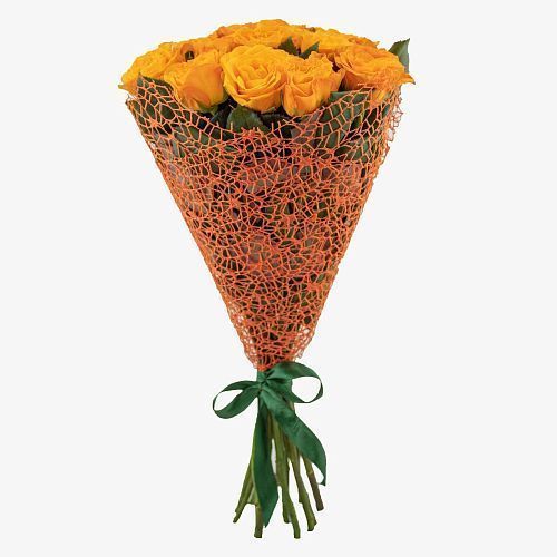 Букет 15 оранжевых роз 50см.