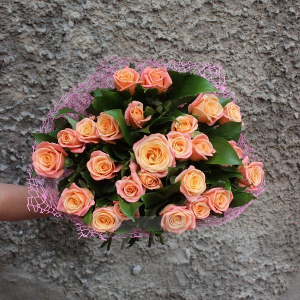 Букет из 25 розовая роза 50см.