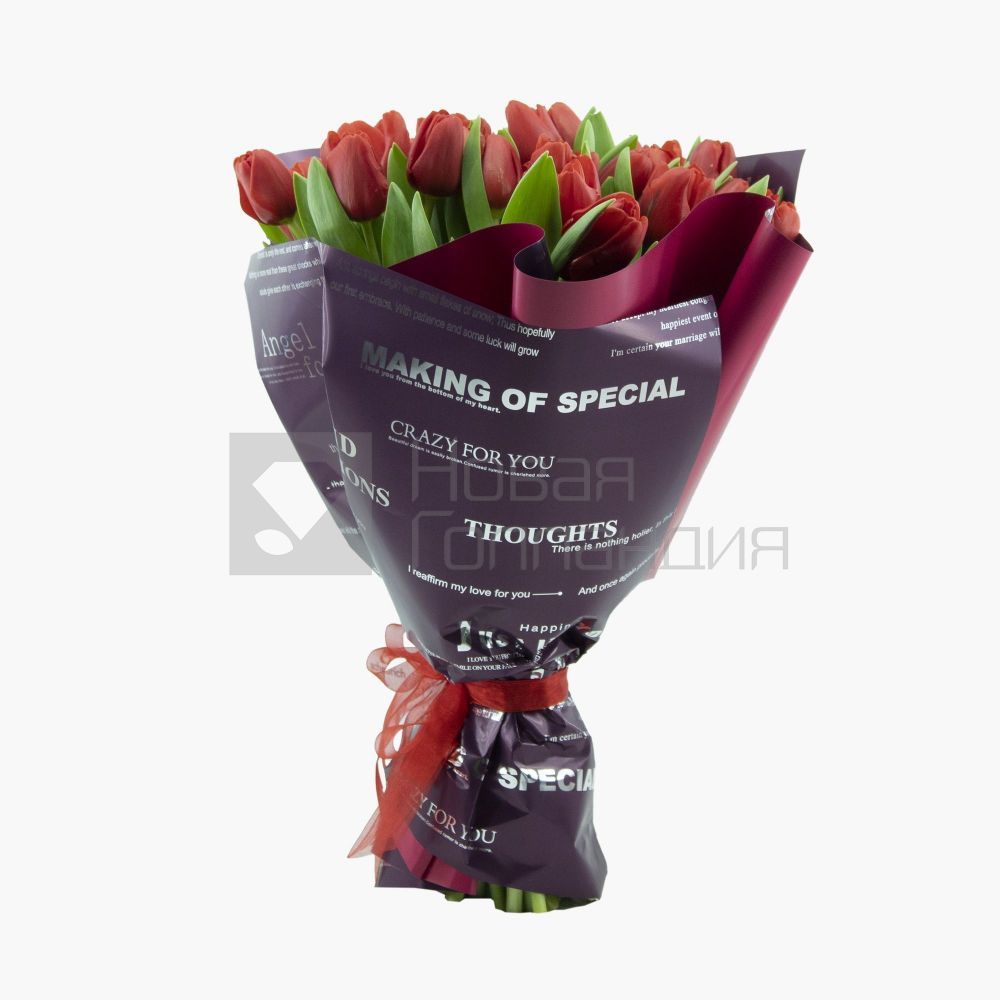Букет 35 красных тюльпанов-3