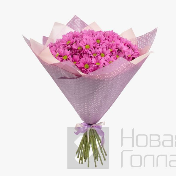 Букет 21 розовая кустовая хризантема