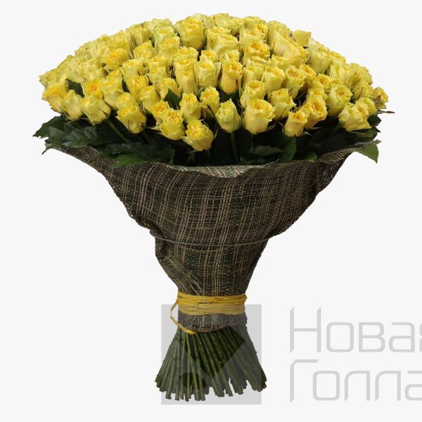Букет 151 желтая роза 60 см