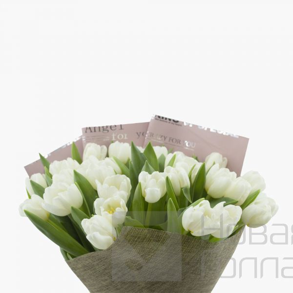 Букет 35 белых тюльпанов-1