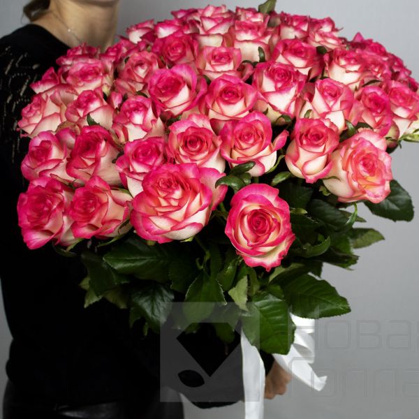 Букет 51 розовая роза 40 см