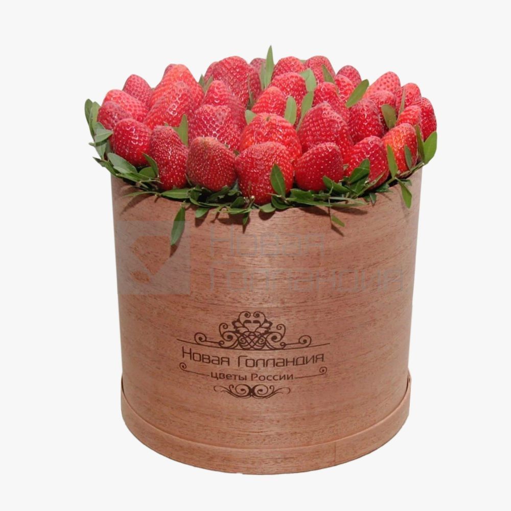 Wooden hat box with strawberries