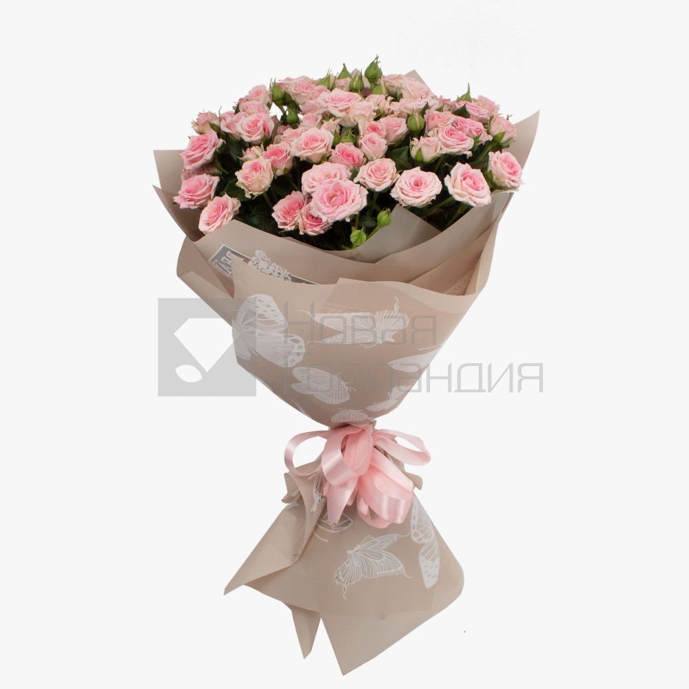 Букет 11 нежно-розовых кустовых роз