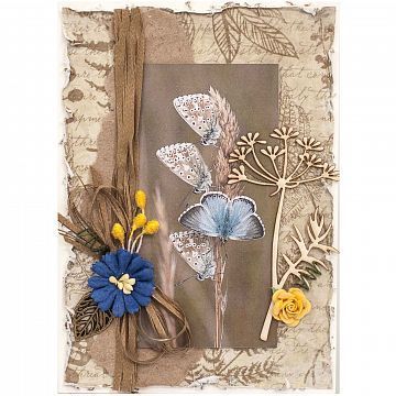 Открытка ручной работы Голубой мотылек Открытка ручной работы Голубой мотылек