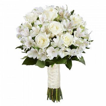 Букет невесты из альстромерии с белой розой Букет невесты из альстромерии с белой розой