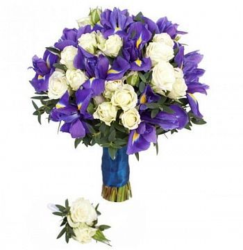 Букет невесты из ириса и кустовой розы