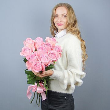 11 розовых роз Премиум Эквадор 50 см
