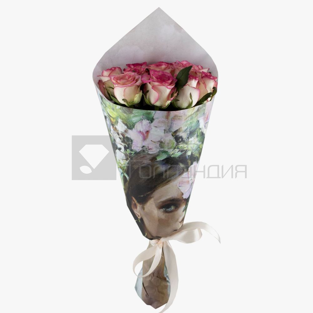 Букет 11 розовых роз 50 см-11
