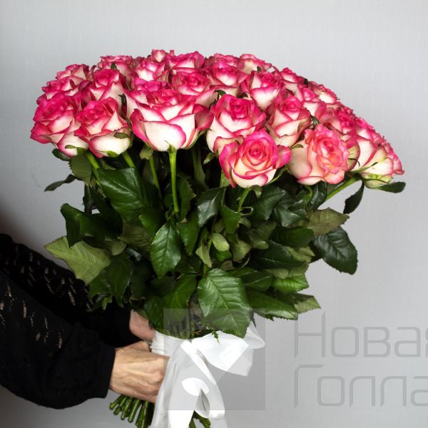 Букет 51 розовая роза 40 см