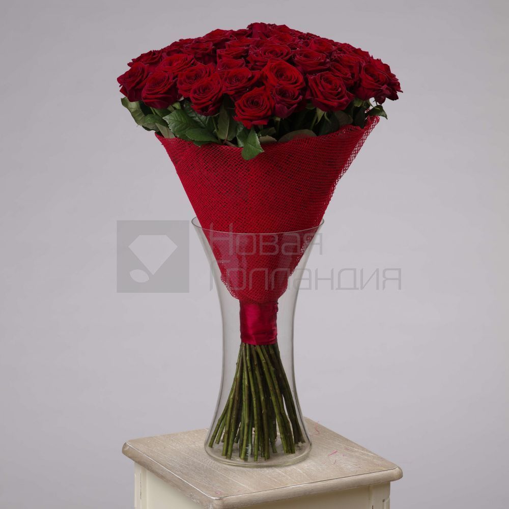 Букет 51 красная роза 60 см в вазе