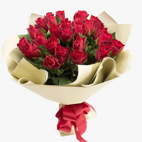 25 красных роз 40 см Кения