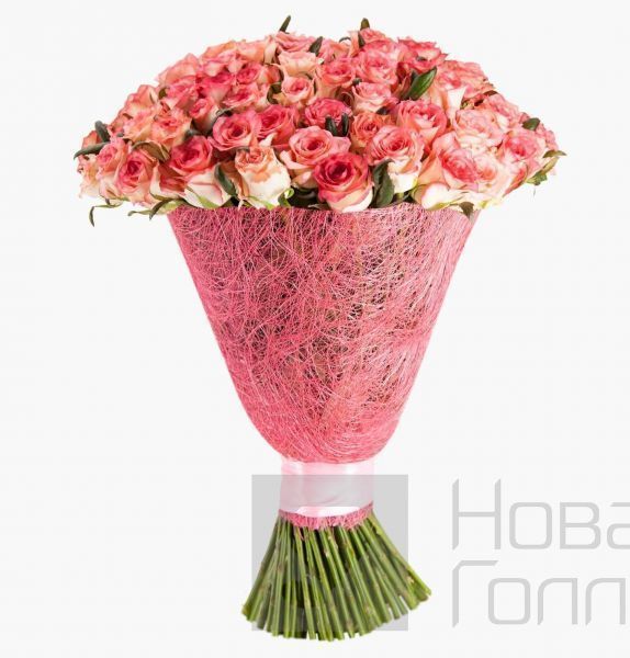 Букет 101 розовая роза 60 см