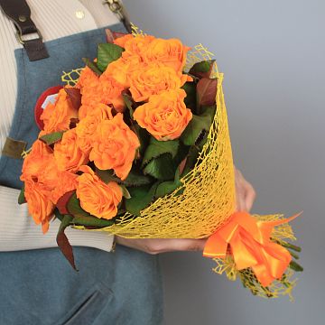 Букет 21 оранжевая роза 40см Букет 21 оранжевая роза 40см