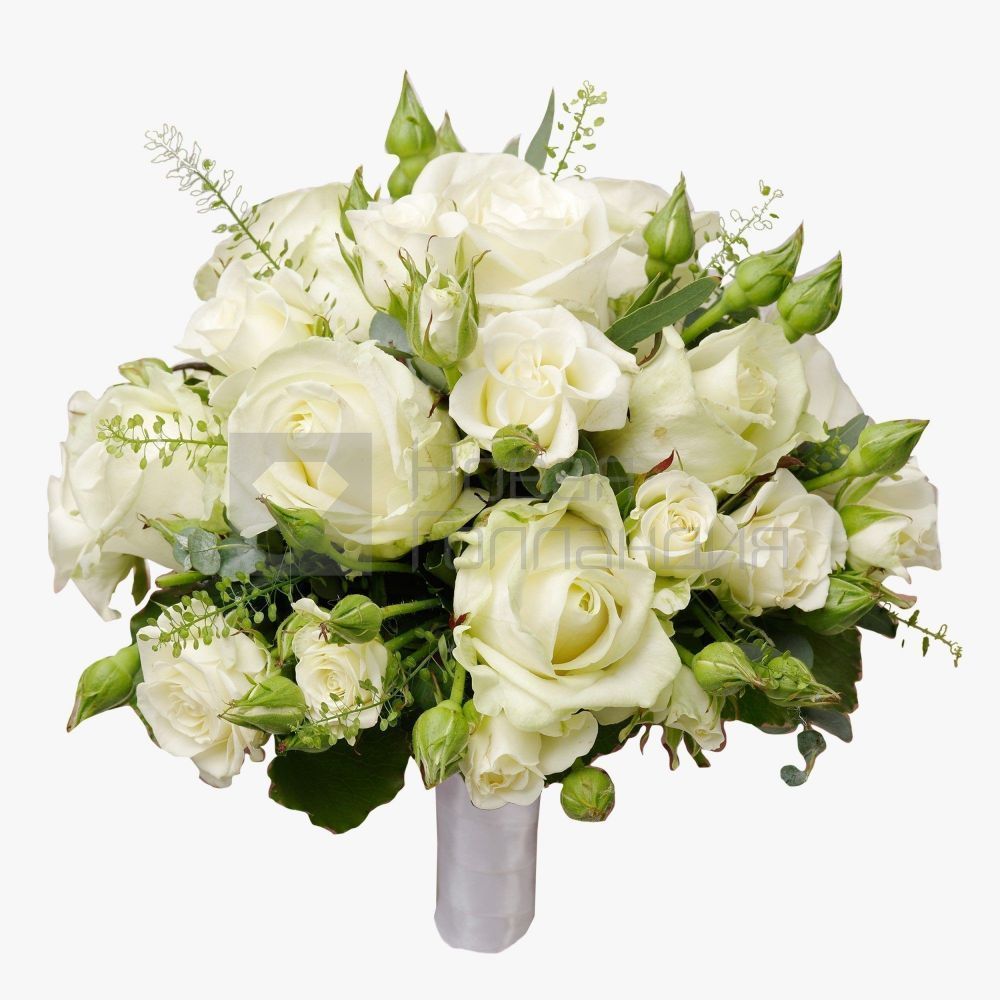 Свадебный букет из белых роз Ключ к сердцу